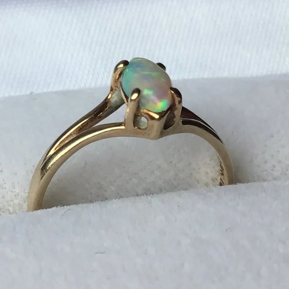 10K Gold & Natural Opal Vintage Ring - KSK - Picture 10 of 16
